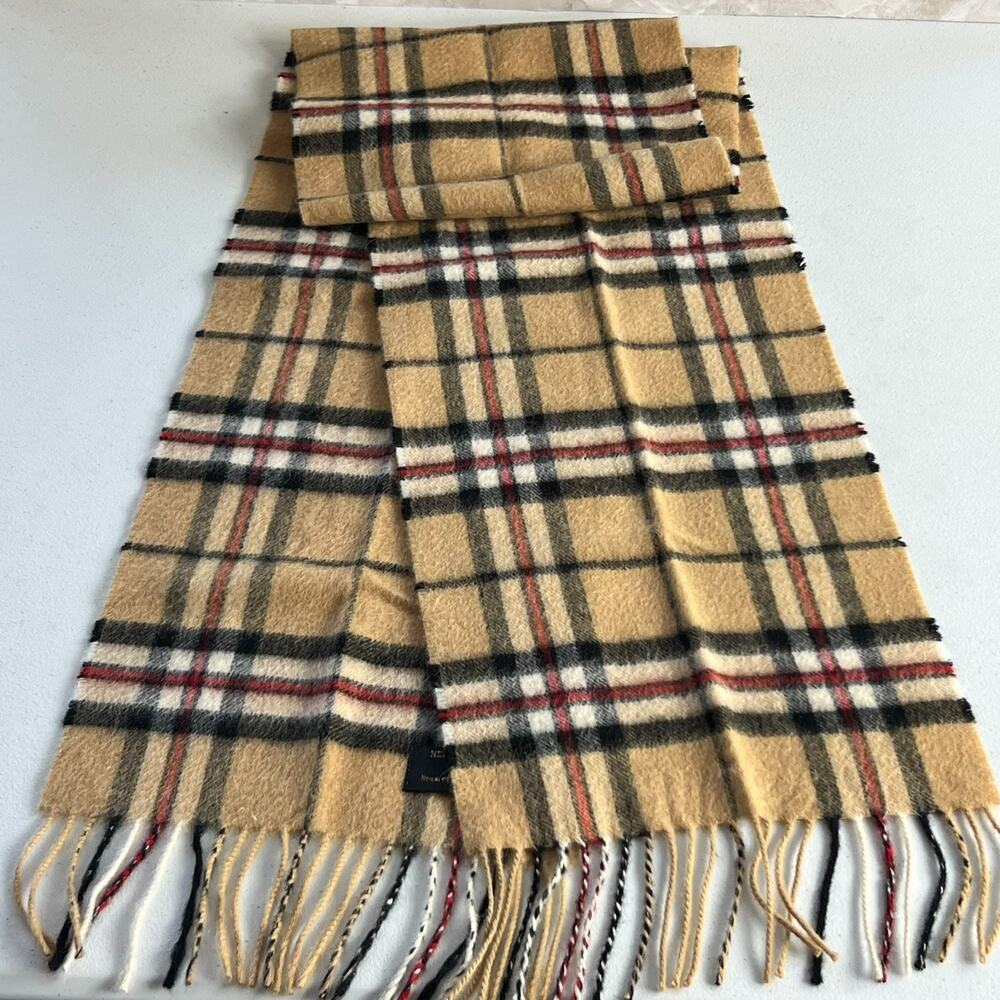 Heritage Collection Soft Cashmere Scarf With Fringe Brown Plaid 62" x 10"